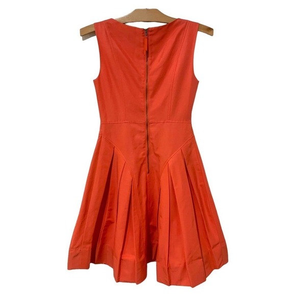 Sinclaire 10 | Dress Coral Pleated Skirt Sleeveless Round Neck Fit Flare- Size 2 - Picture 7 of 7